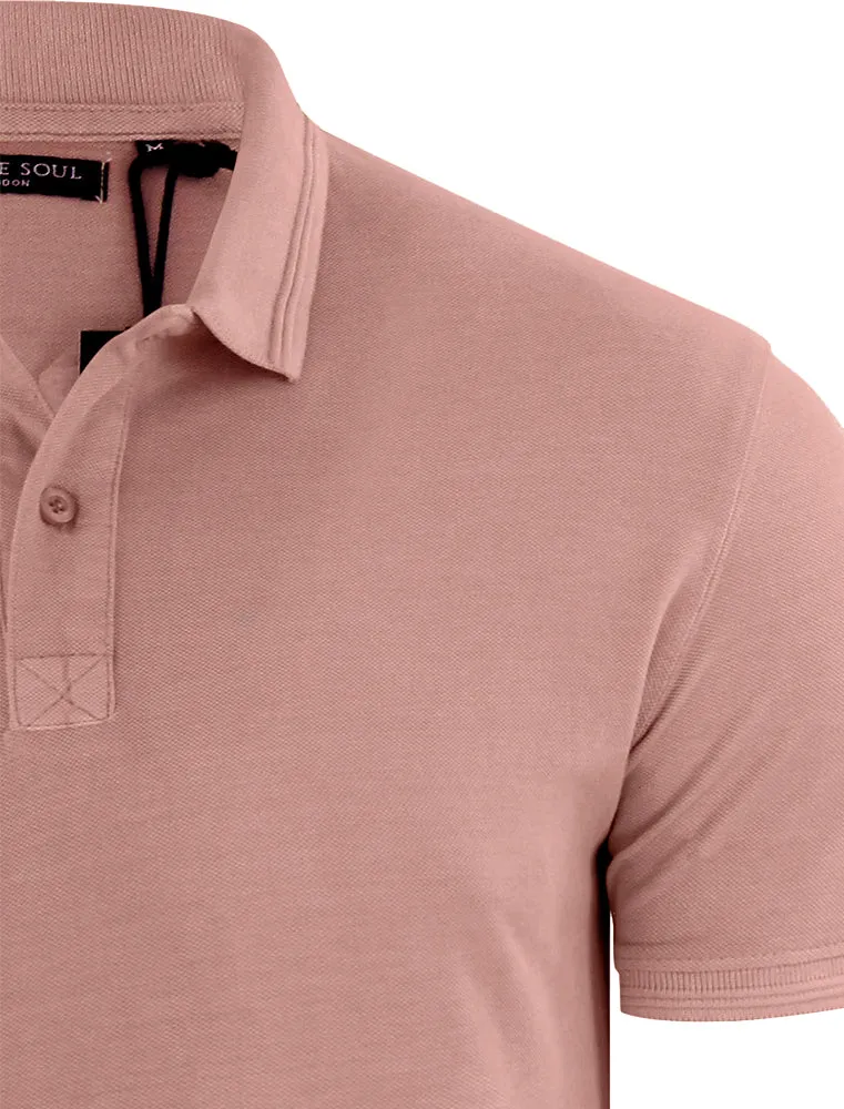 ArnieB Washed Pique Polo Shirt in Pink