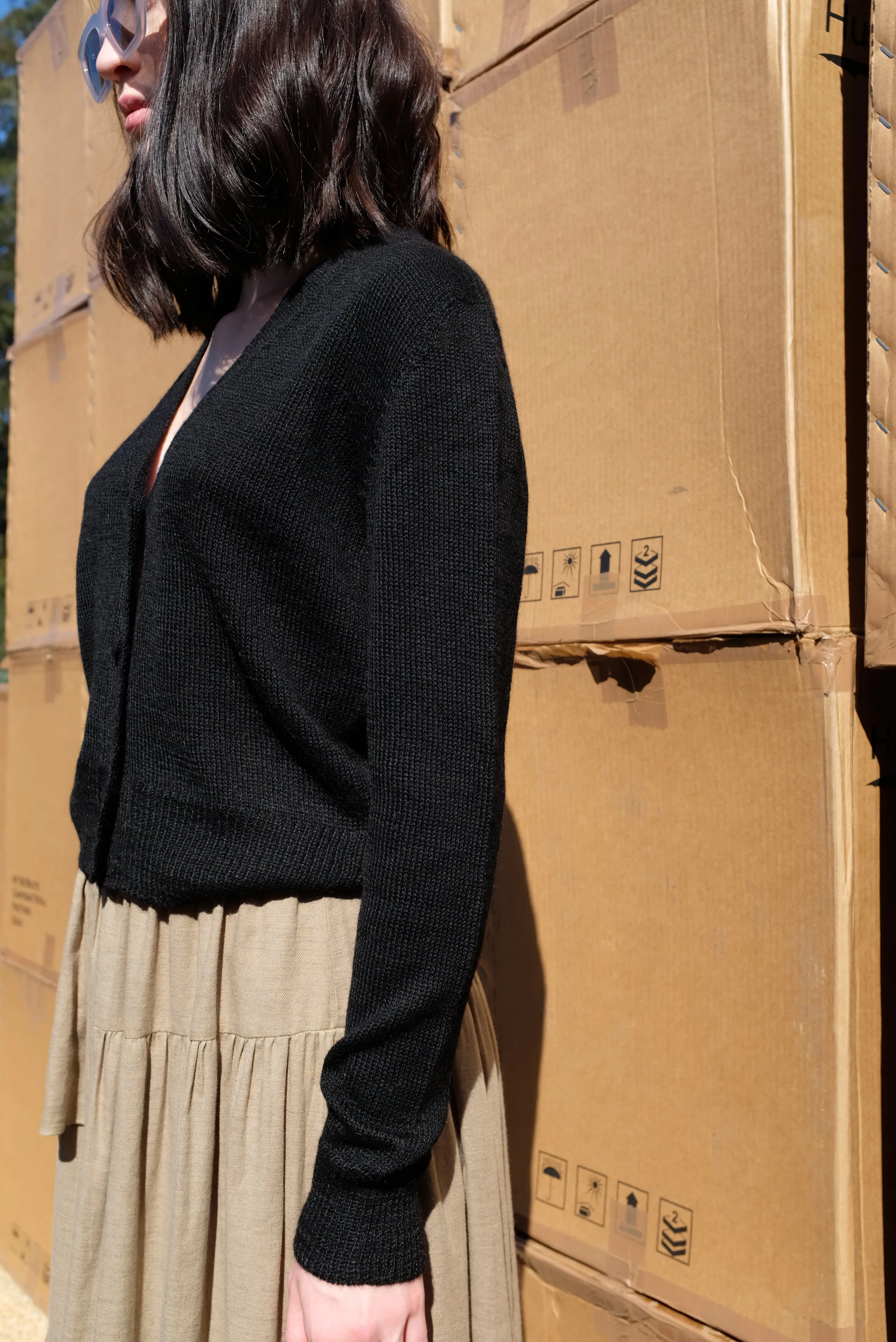 Beklina Alpaca Cardigan Sweater Black