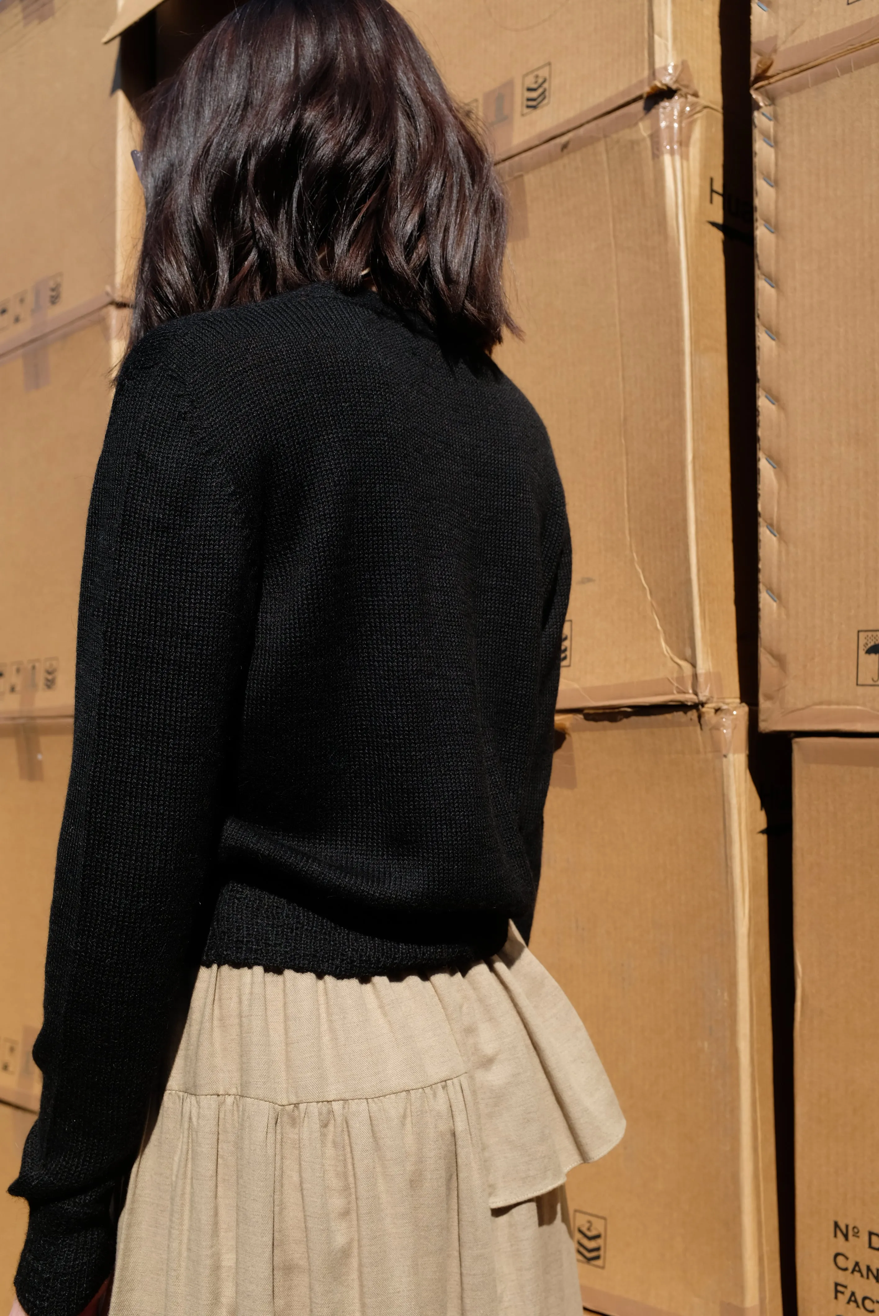Beklina Alpaca Cardigan Sweater Black