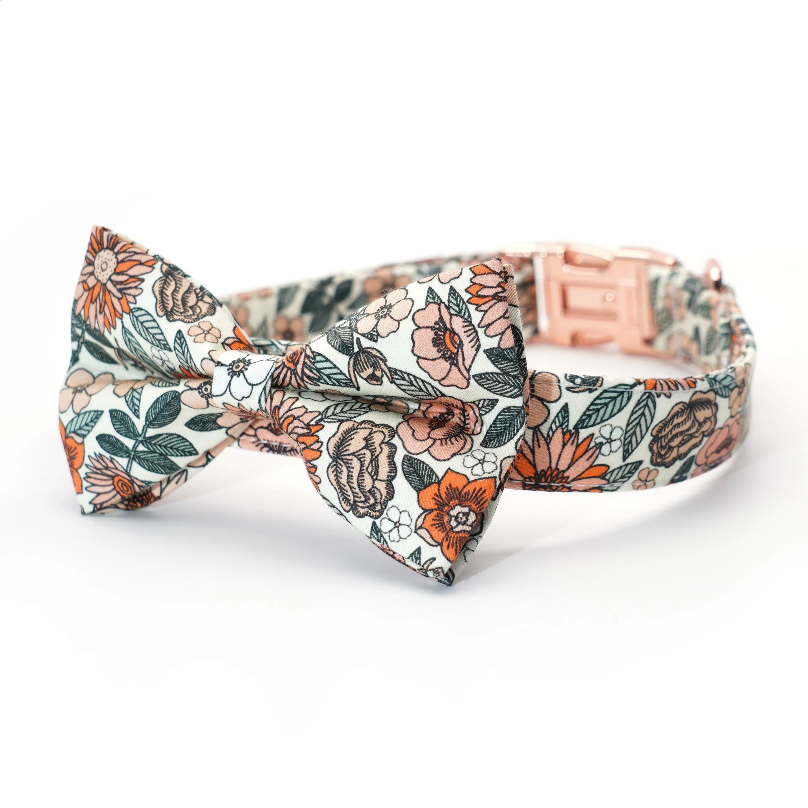 Boho Floral Set: Personalized Flower Collar/Bow collar, Harness, Leash, Poopbag, And Bandana.