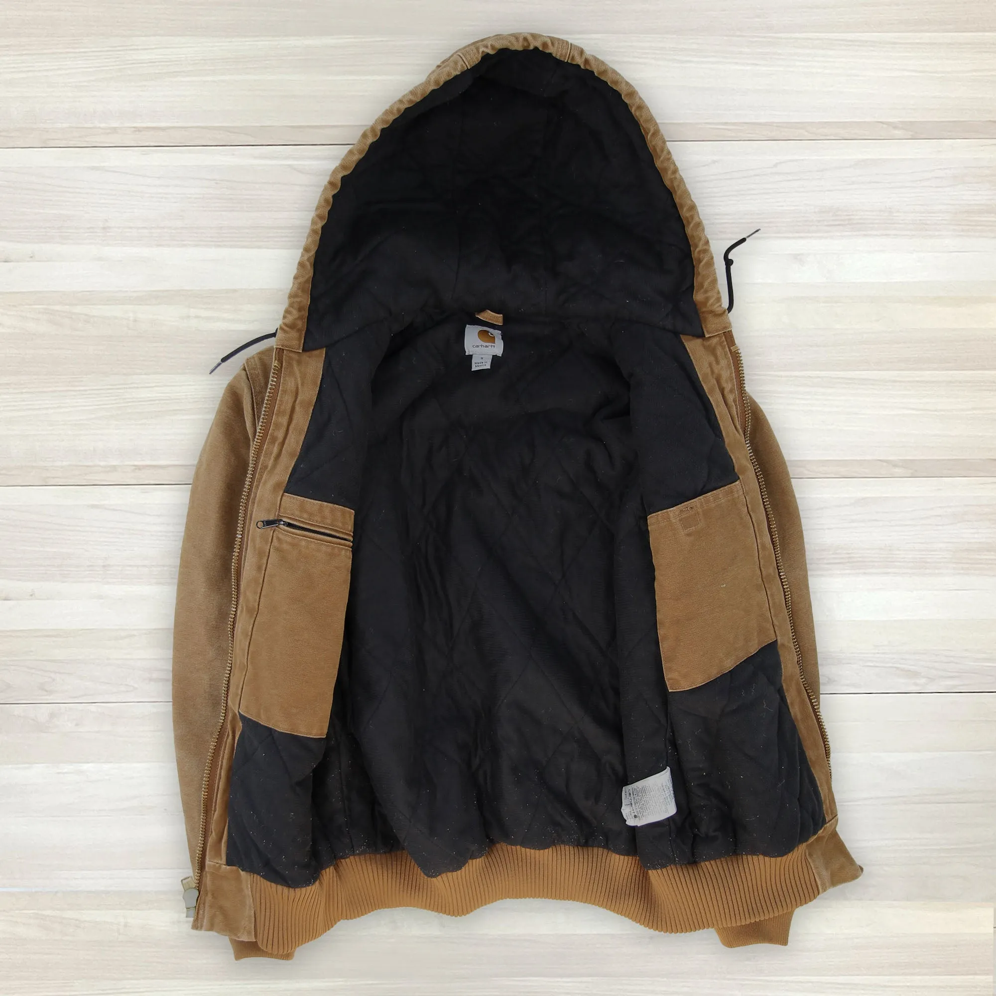 Carhartt J130 211 Brown Sandstone Active Jacket Quilted Flannel Lined Small