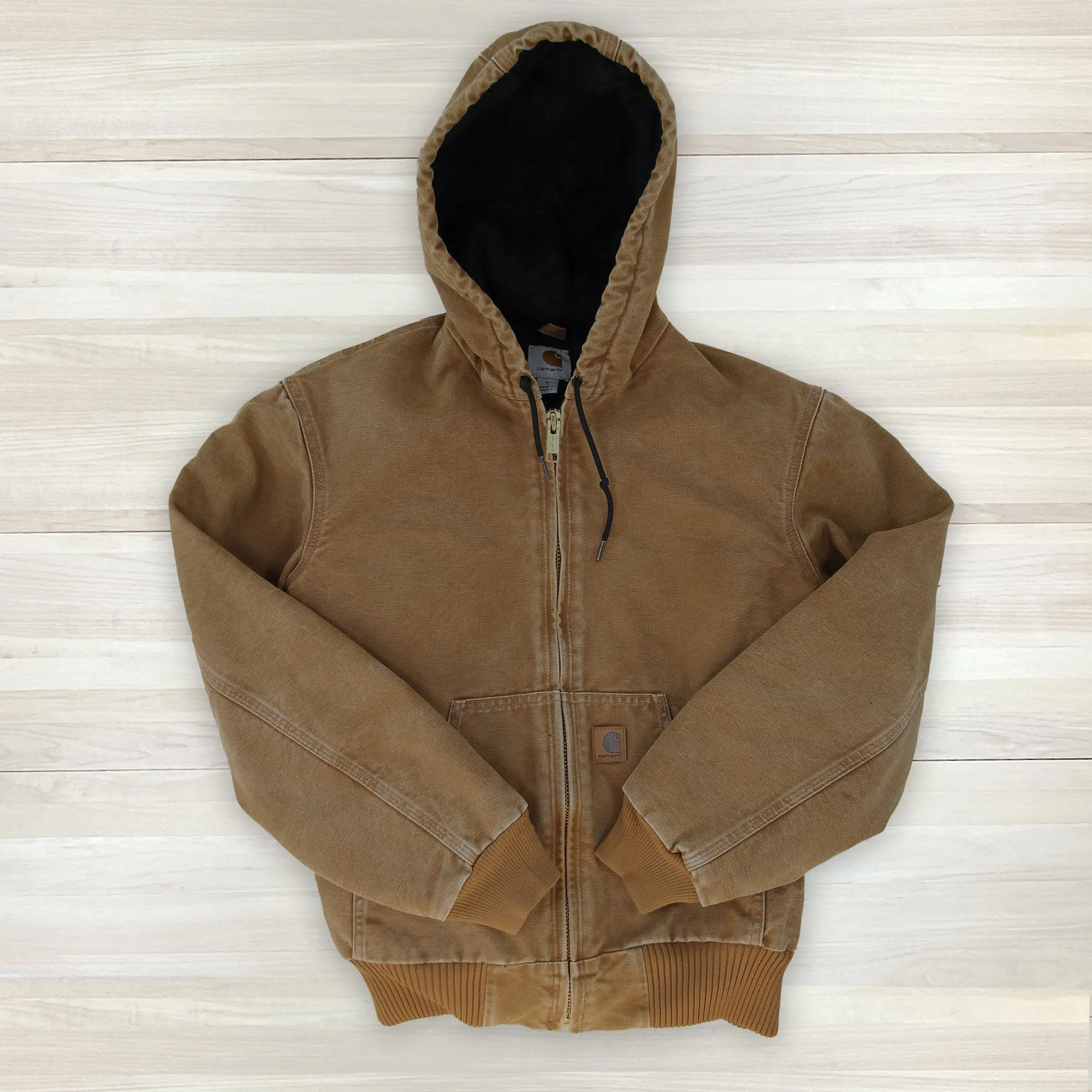 Carhartt J130 211 Brown Sandstone Active Jacket Quilted Flannel Lined Small
