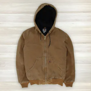 Carhartt J130 211 Brown Sandstone Active Jacket Quilted Flannel Lined Small