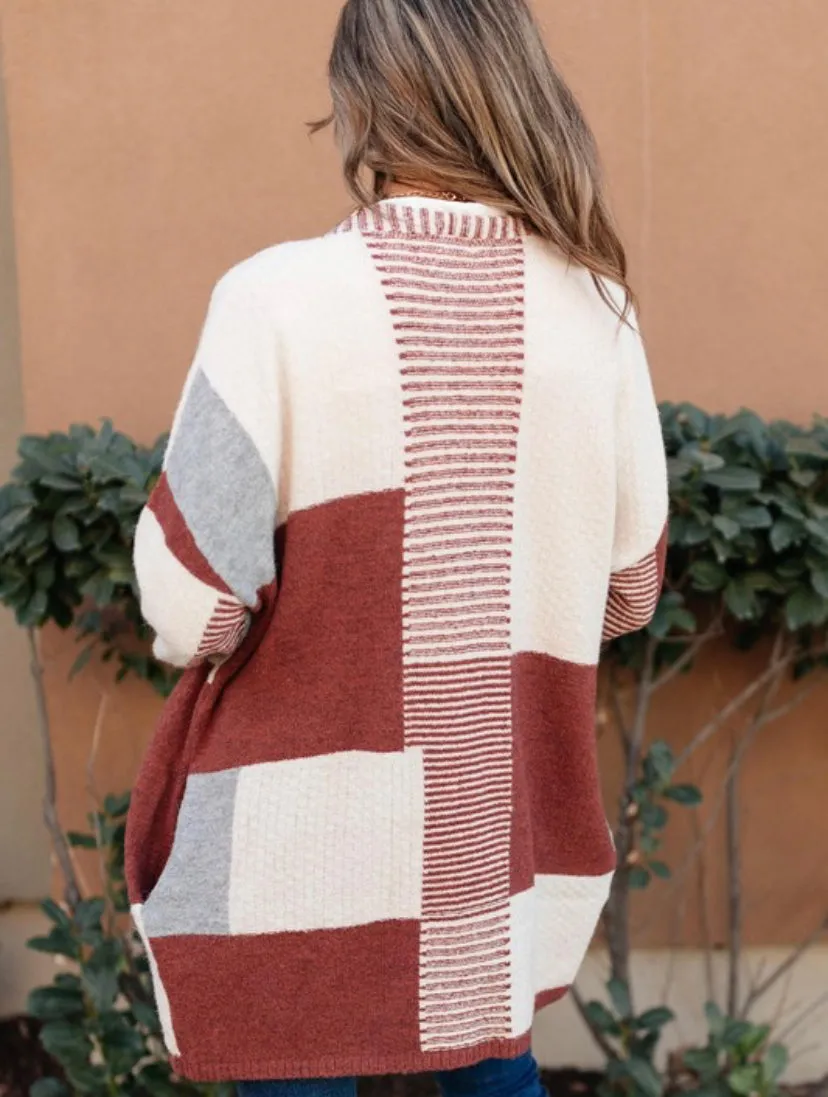 Color block knit cardigan