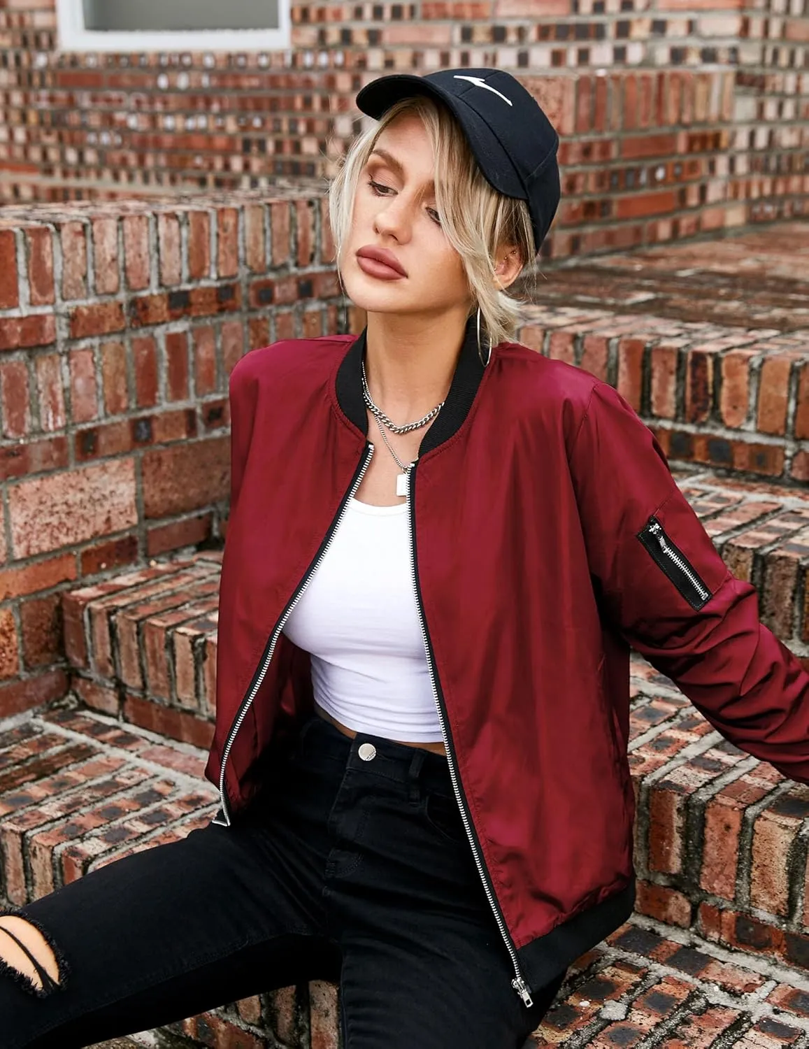 (DE Only) Zeagoo Women¡¯s Bomber Jacket, Short Blouson Jacket