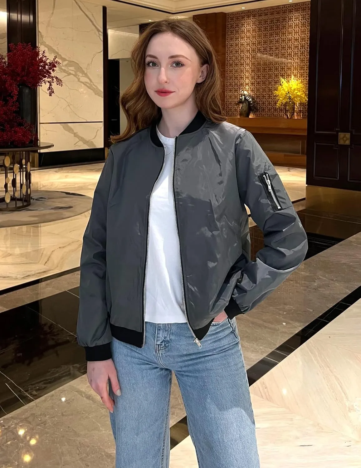 (DE Only) Zeagoo Women¡¯s Bomber Jacket, Short Blouson Jacket