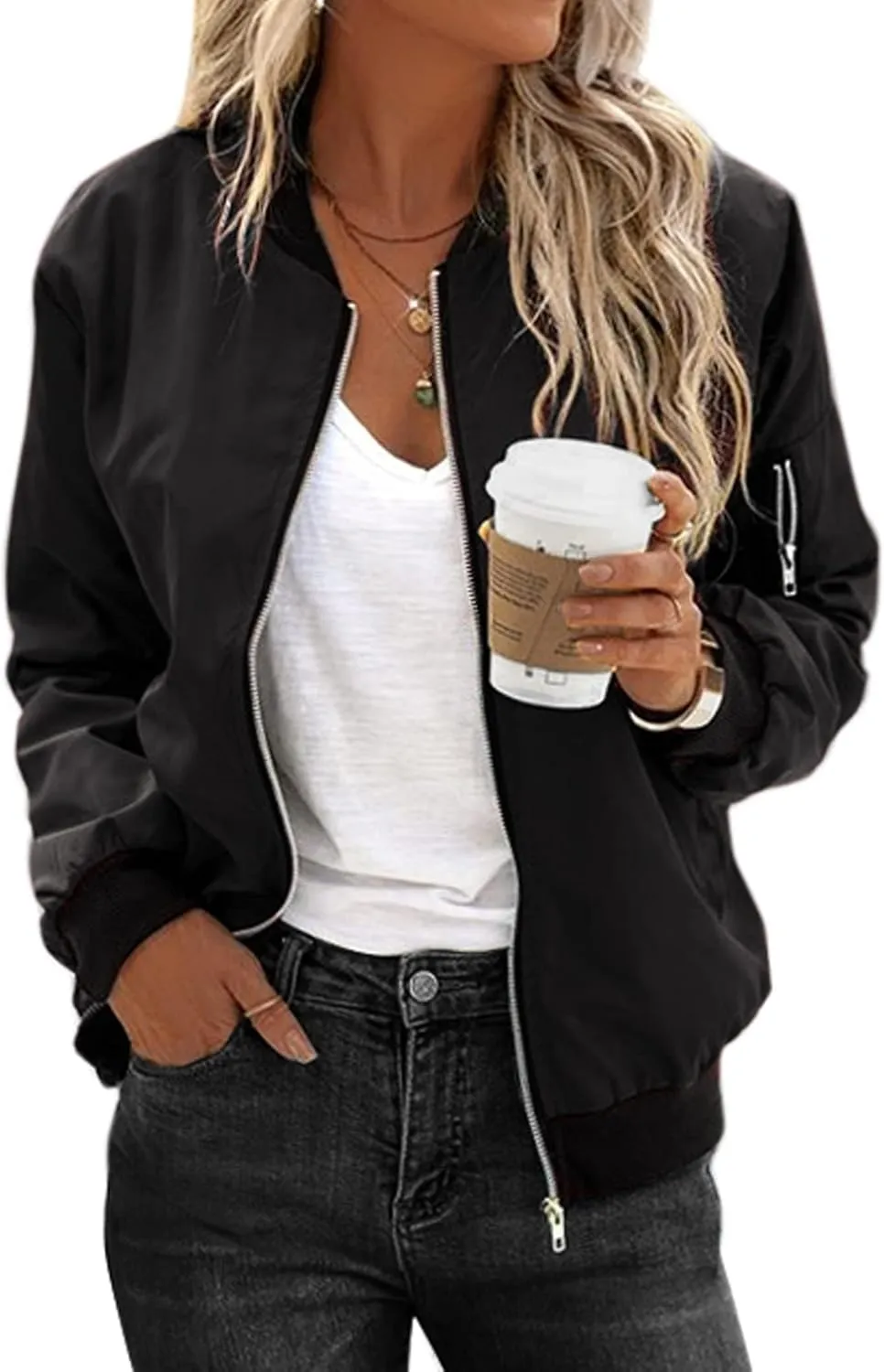 (DE Only) Zeagoo Women¡¯s Bomber Jacket, Short Blouson Jacket