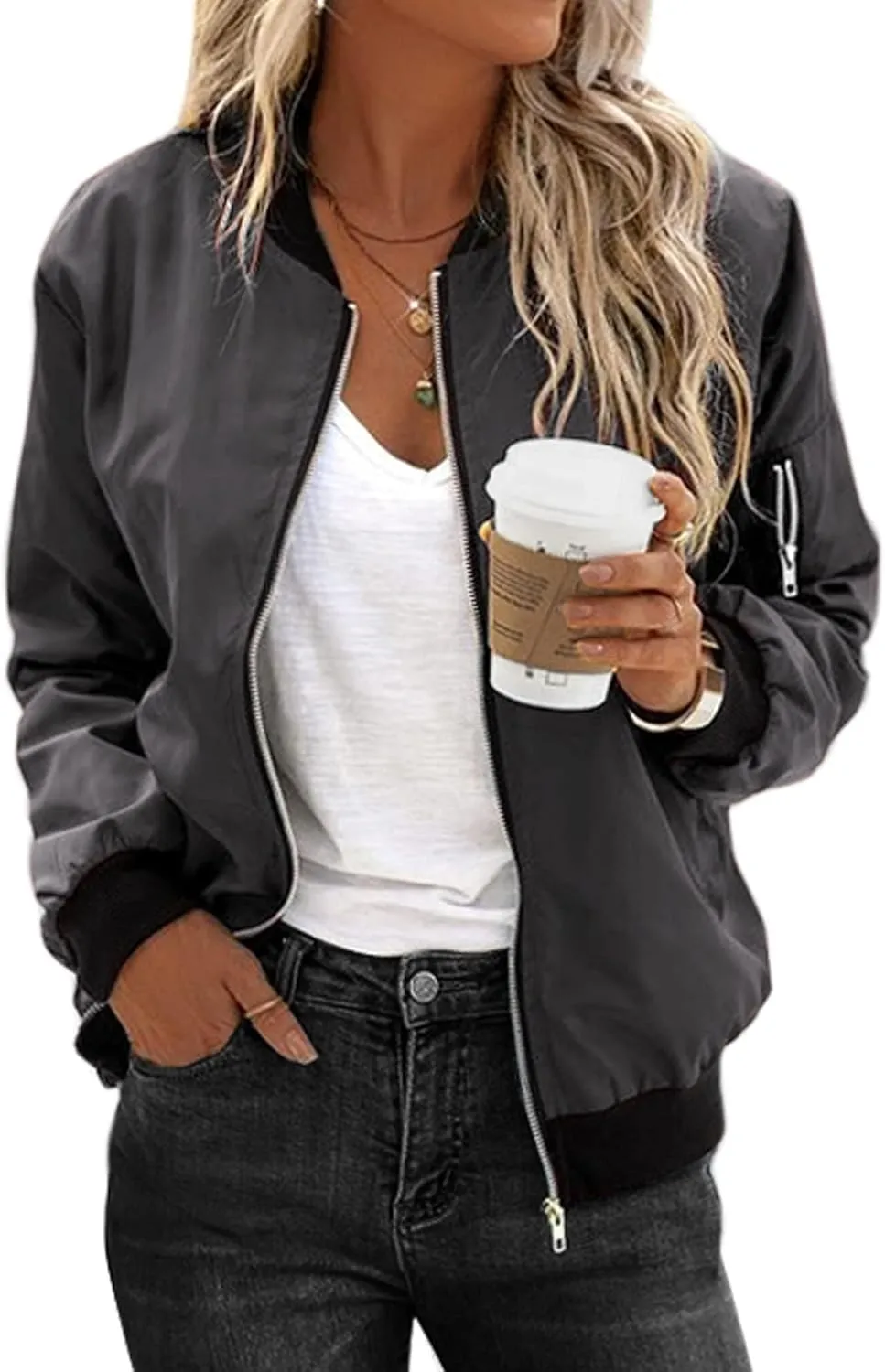 (DE Only) Zeagoo Women¡¯s Bomber Jacket, Short Blouson Jacket
