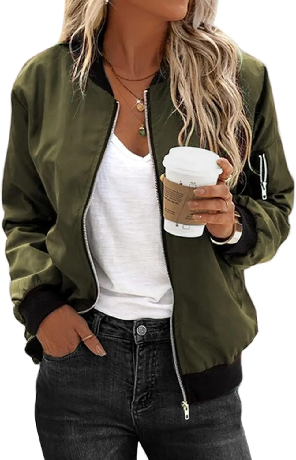 (DE Only) Zeagoo Women¡¯s Bomber Jacket, Short Blouson Jacket
