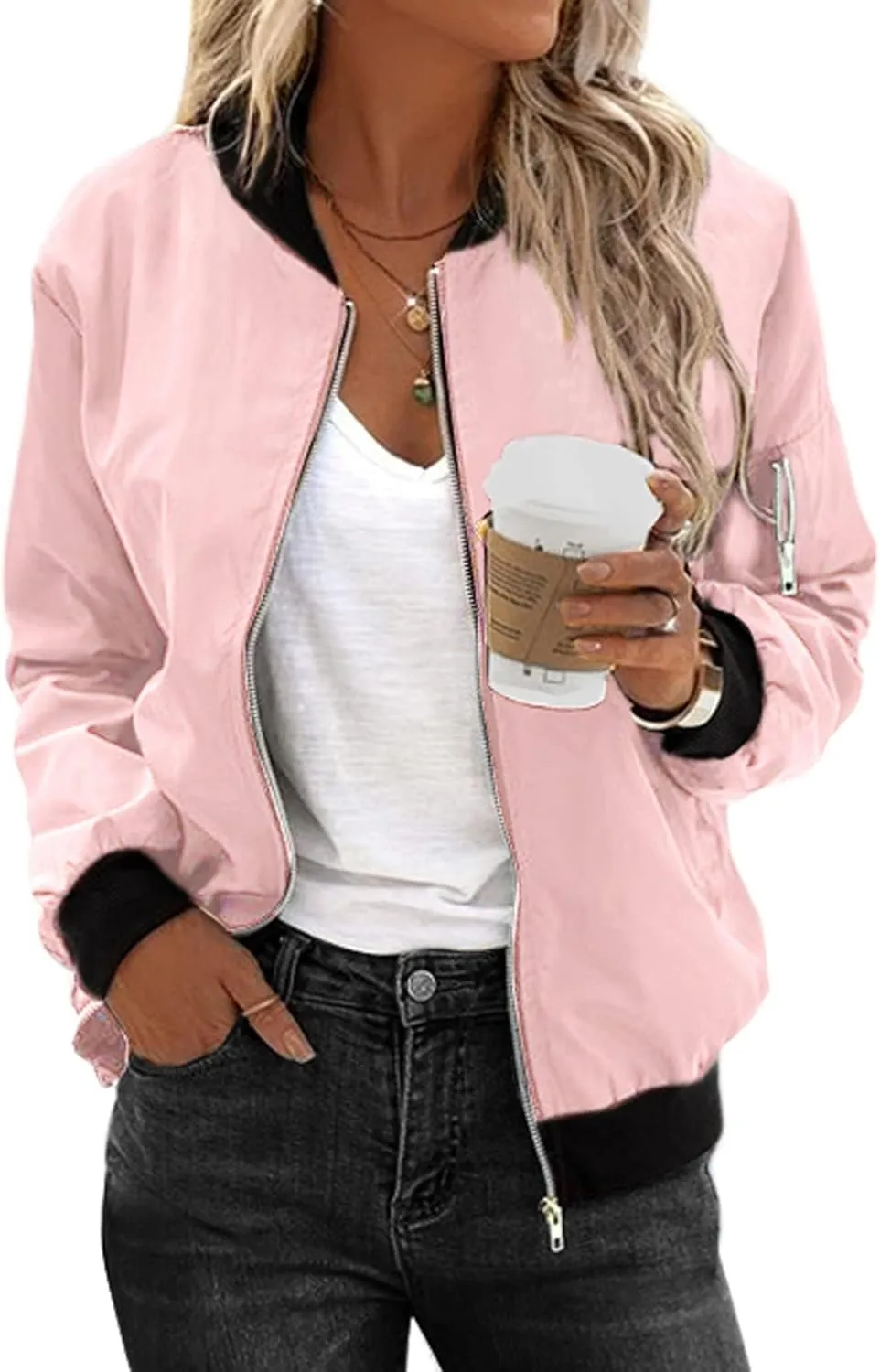 (DE Only) Zeagoo Women¡¯s Bomber Jacket, Short Blouson Jacket
