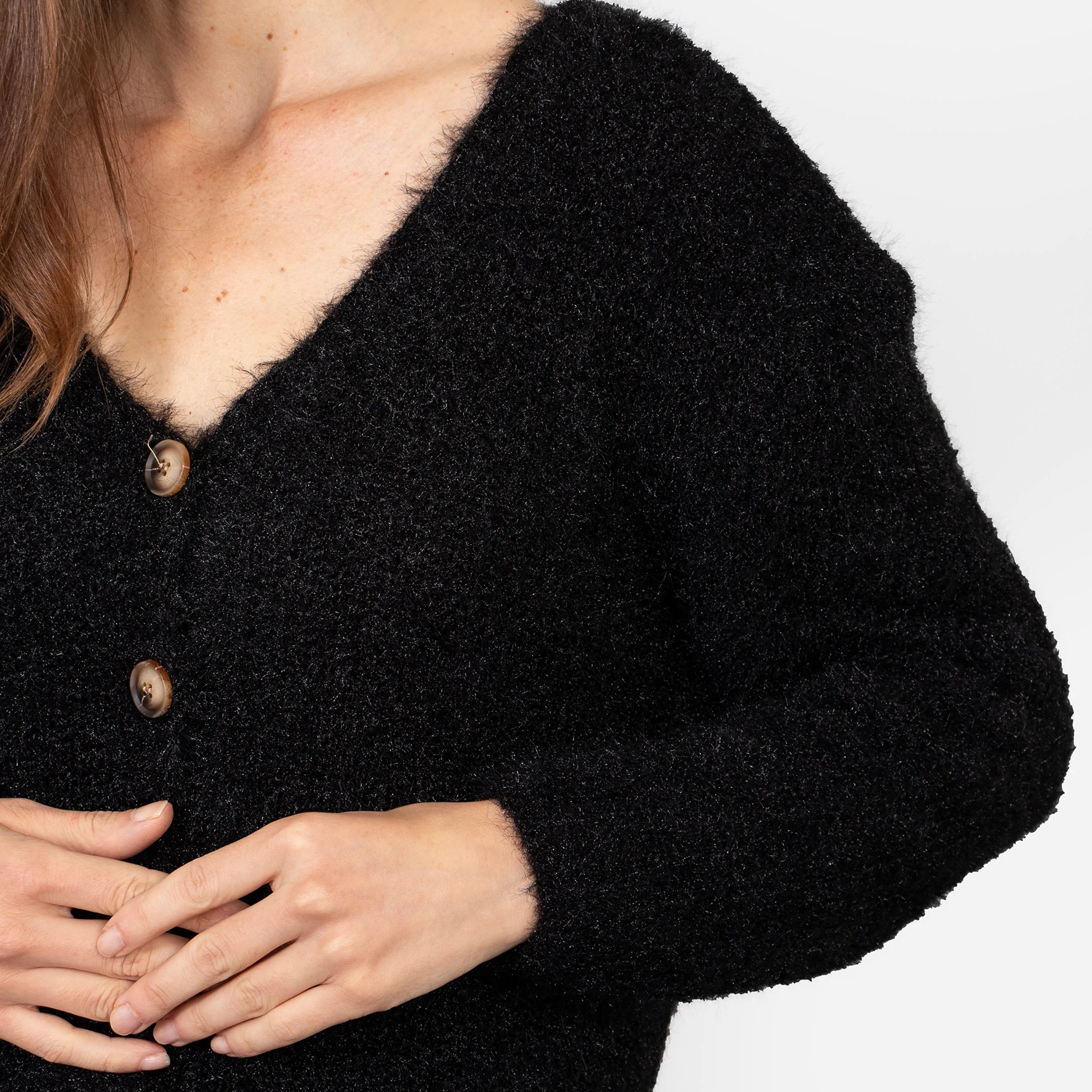Effy Button Up Cardigan - Black