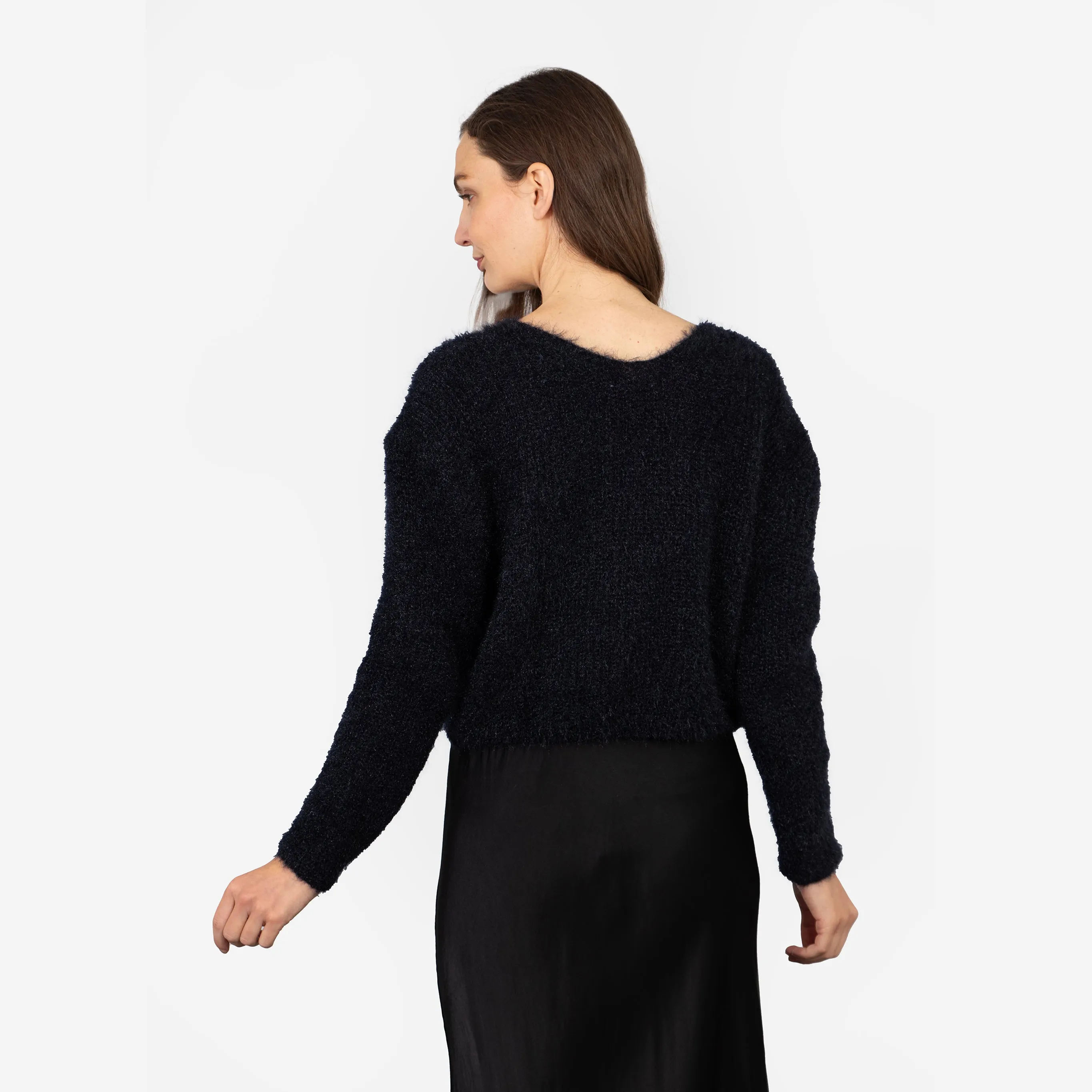 Effy Button Up Cardigan - Navy Blue