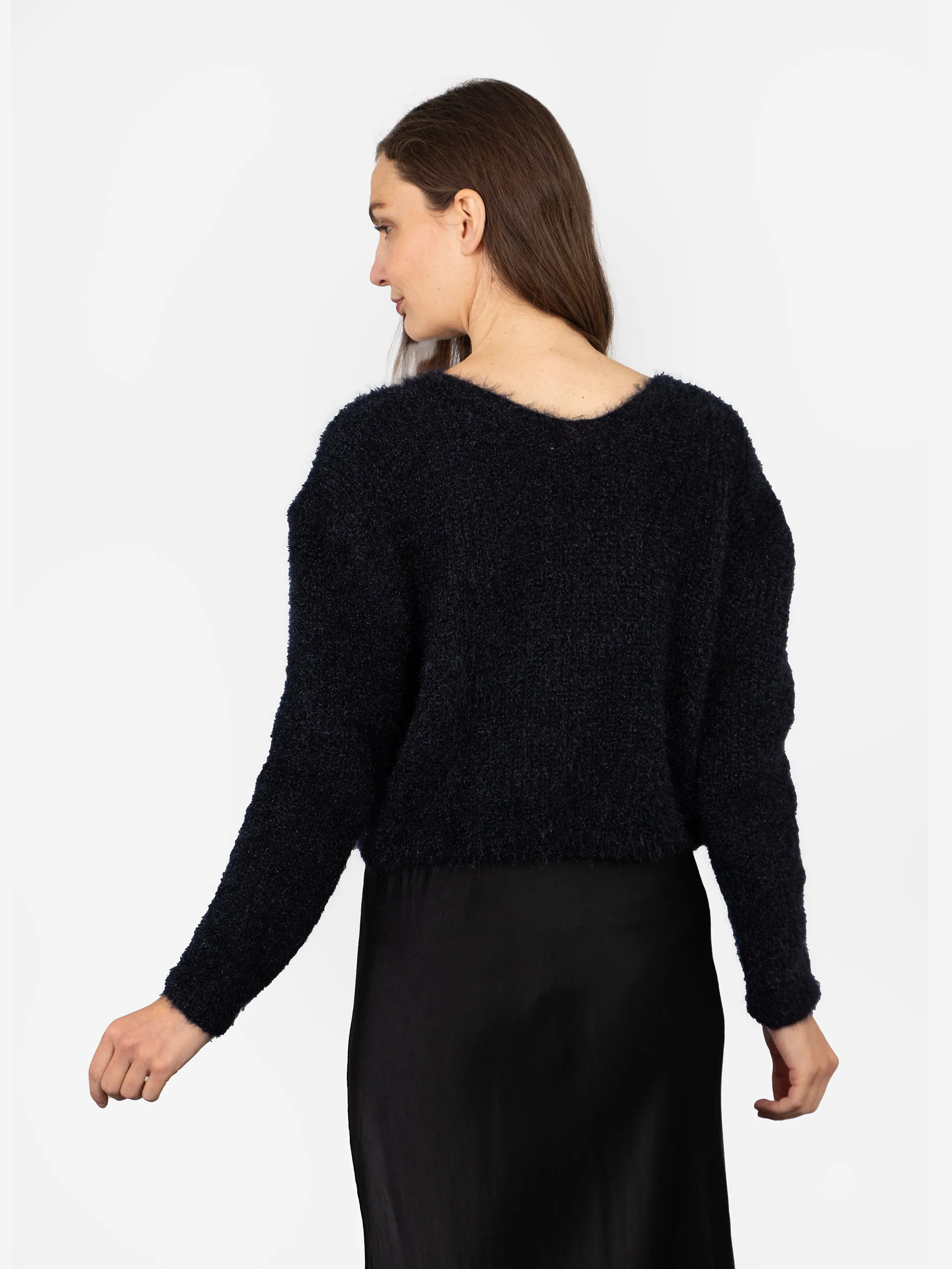 Effy Button Up Cardigan - Navy Blue
