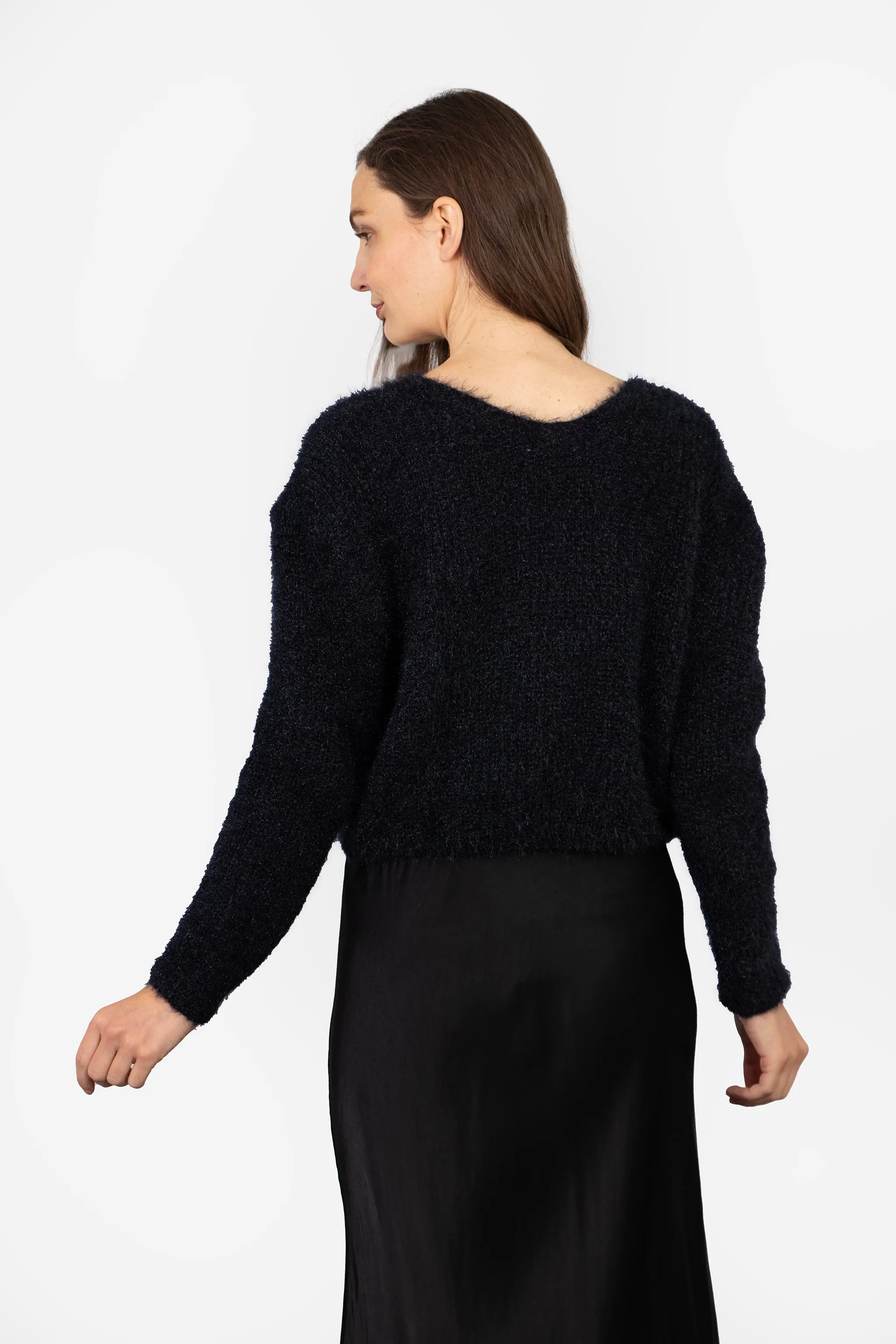 Effy Button Up Cardigan - Navy Blue