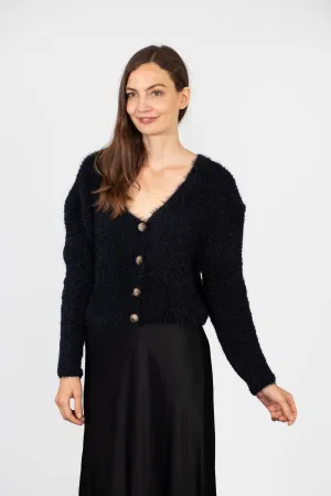 Effy Button Up Cardigan - Navy Blue