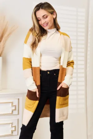 Harvest Hues Striped Cardigan Sweater Women's