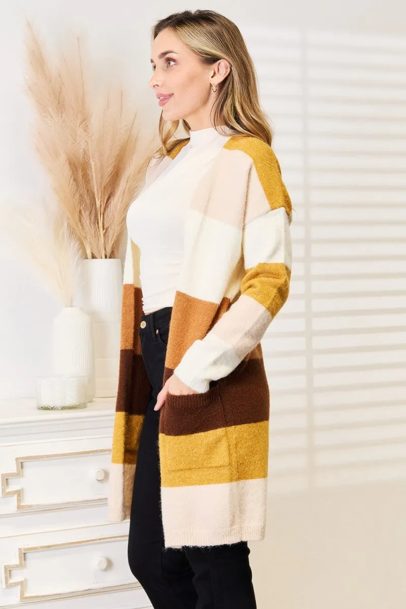Harvest Hues Striped Cardigan Sweater Women's
