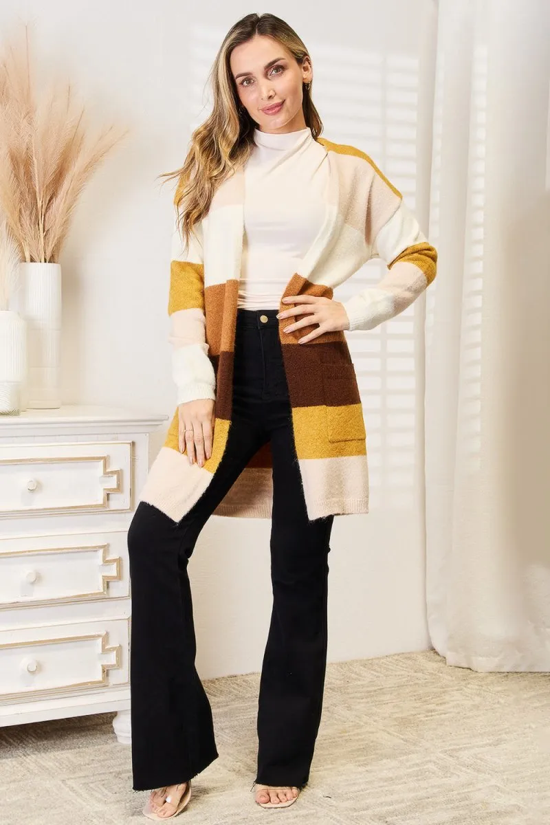 Harvest Hues Striped Cardigan Sweater Women's