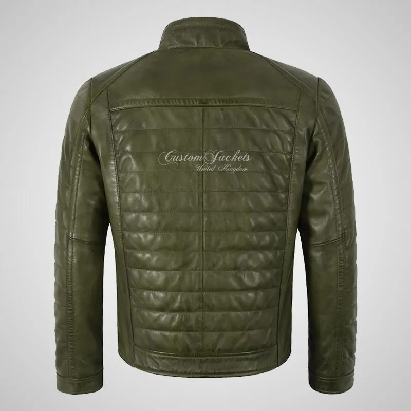 HAWORTH Men's Puffer Leather Jacket Padded Jacket