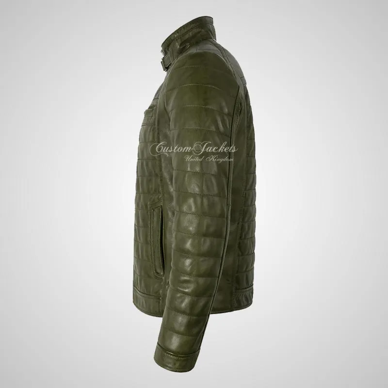 HAWORTH Men's Puffer Leather Jacket Padded Jacket