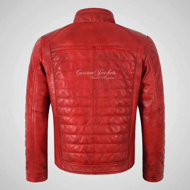 HAWORTH Men's Puffer Leather Jacket Padded Jacket