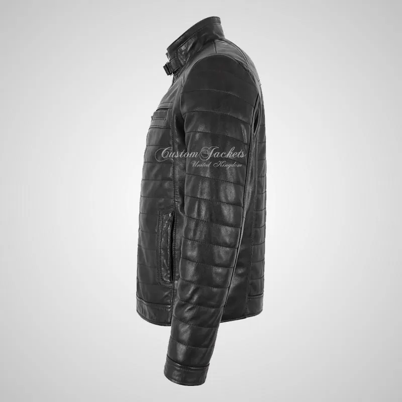 HAWORTH Men's Puffer Leather Jacket Padded Jacket