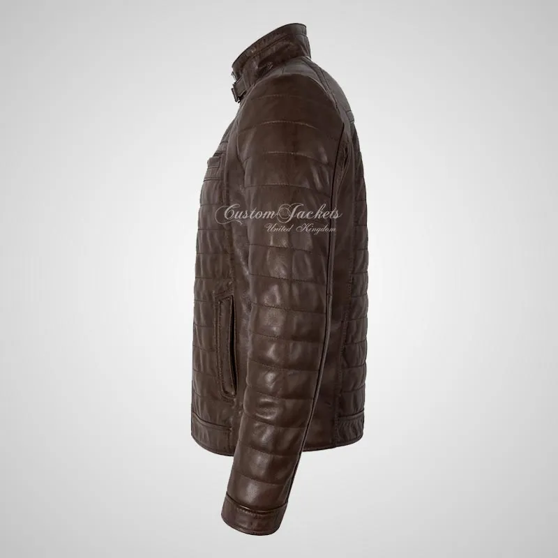 HAWORTH Men's Puffer Leather Jacket Padded Jacket
