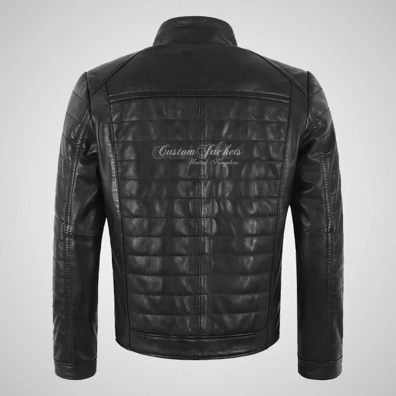 HAWORTH Men's Puffer Leather Jacket Padded Jacket