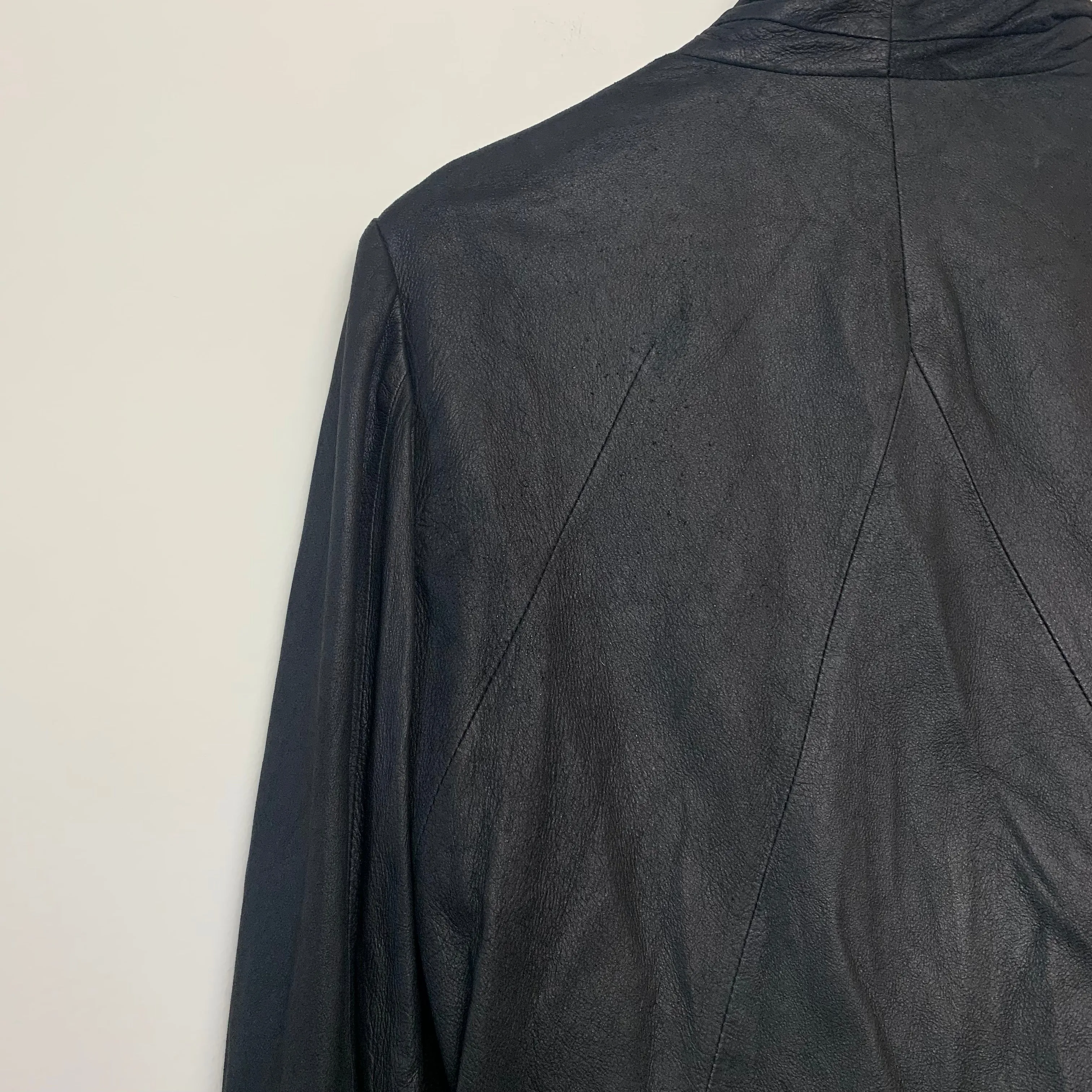 Helmut Lang Black Lamb Leather Biker Jacket Moto Zip Front Small