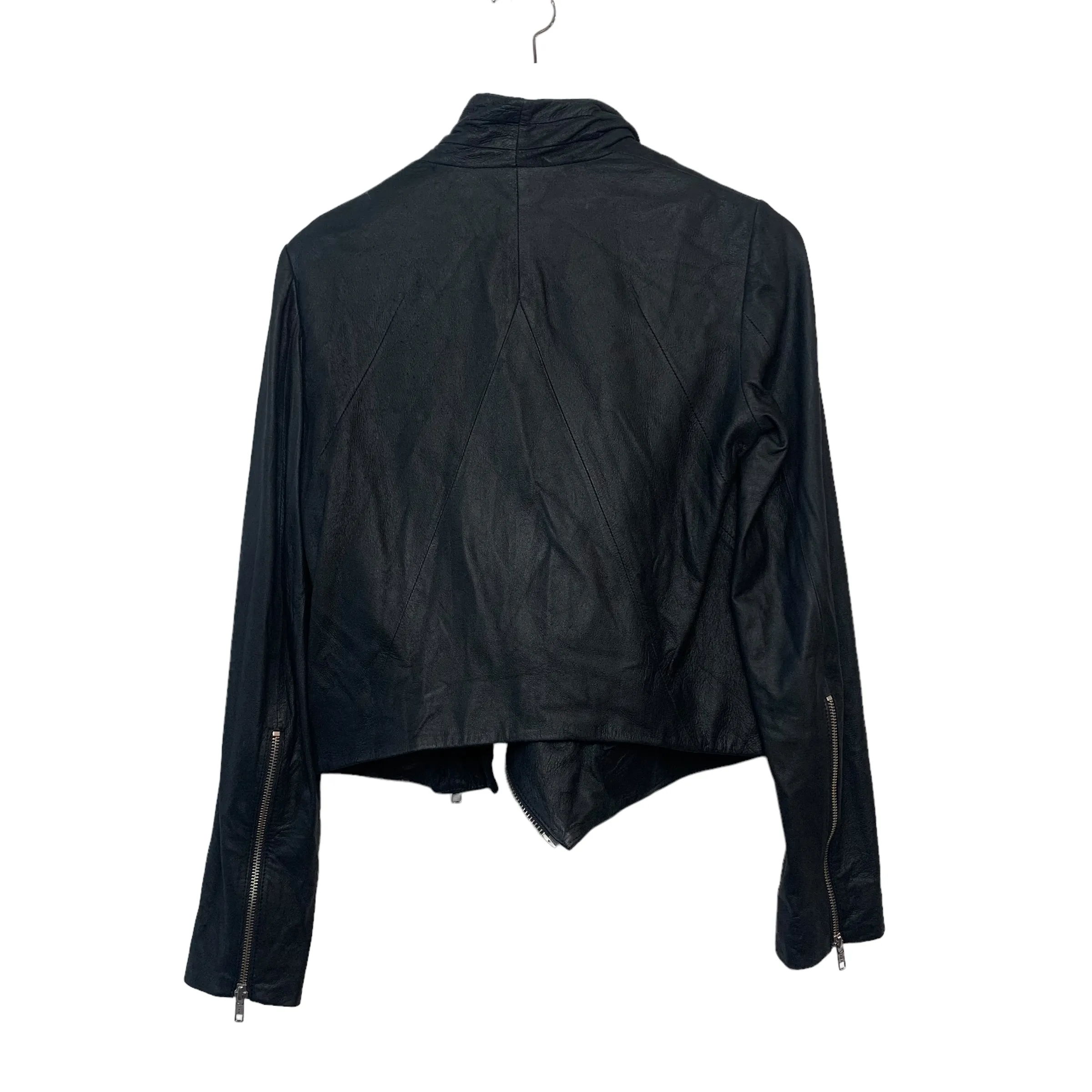 Helmut Lang Black Lamb Leather Biker Jacket Moto Zip Front Small