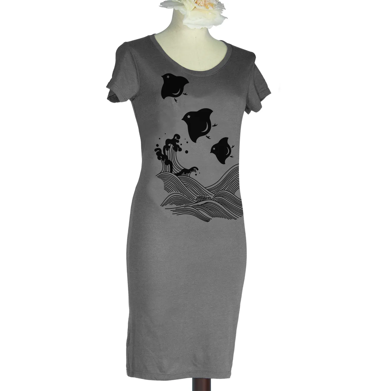 Japanese Chidori Bamboo T-Shirt Dress - Made to Order