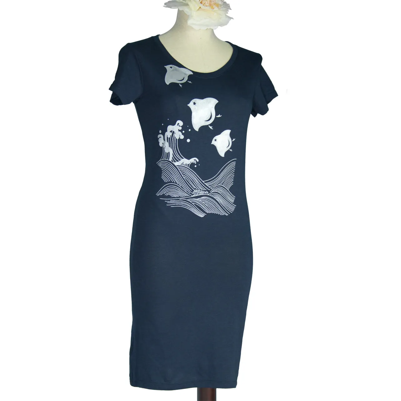 Japanese Chidori Bamboo T-Shirt Dress - Made to Order