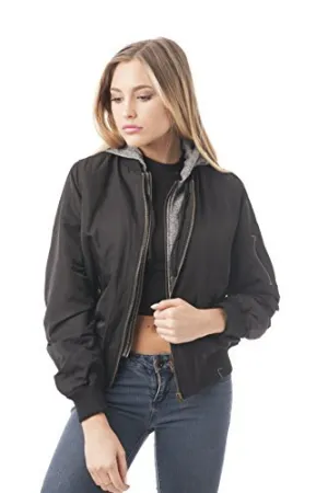 Khanomak Two Tone French Terry Hoodie Mixed Bomber Jacket