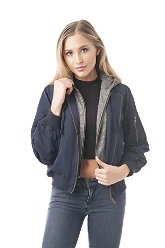 Khanomak Two Tone French Terry Hoodie Mixed Bomber Jacket