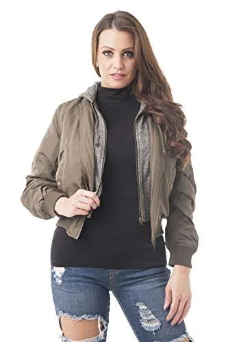 Khanomak Two Tone French Terry Hoodie Mixed Bomber Jacket