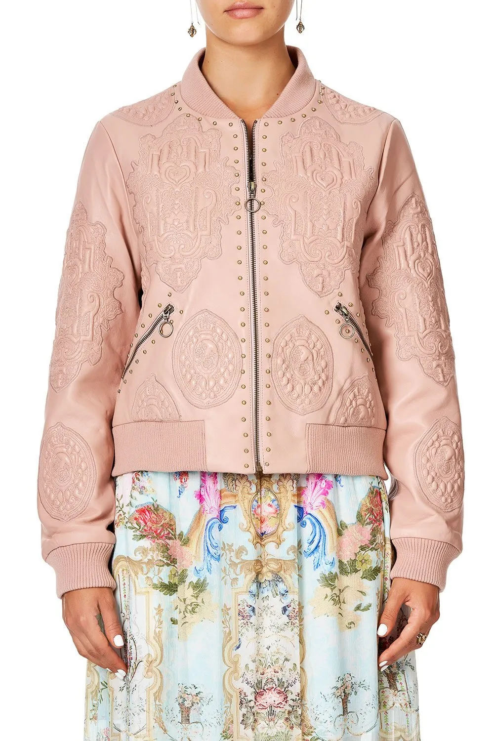 LEATHER BOMBER JACKET VERSAILLES SKY