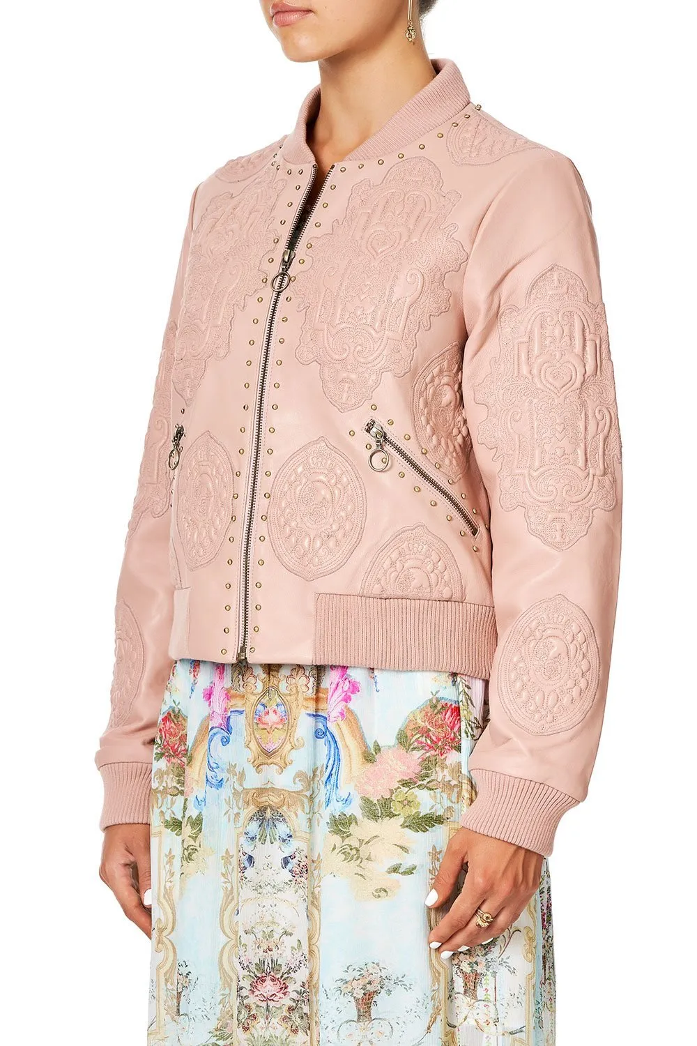 LEATHER BOMBER JACKET VERSAILLES SKY