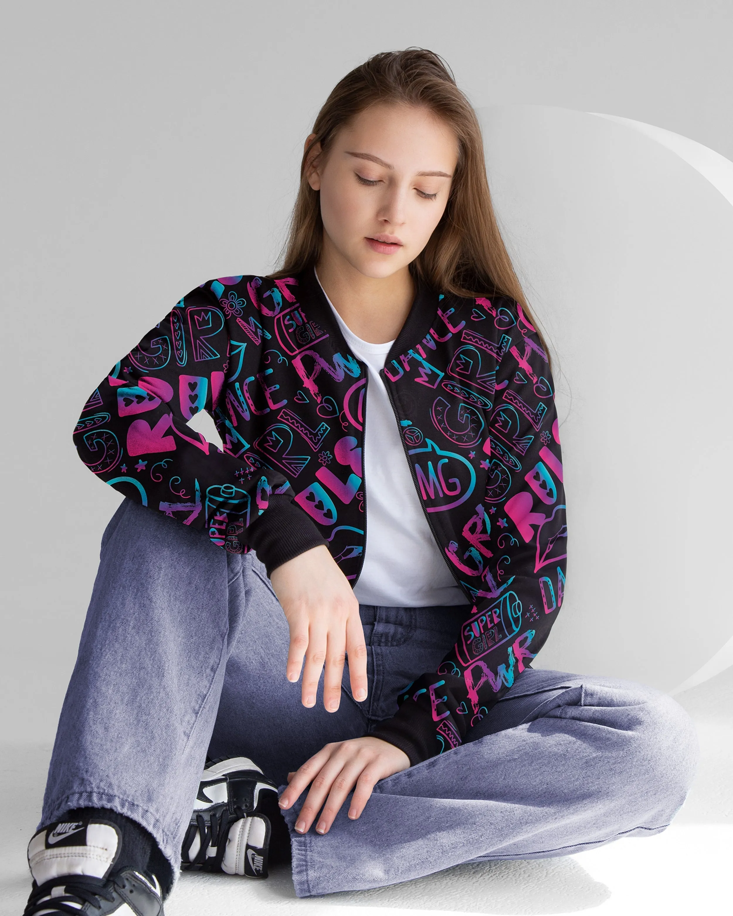 Letters Print Bomber Jacket