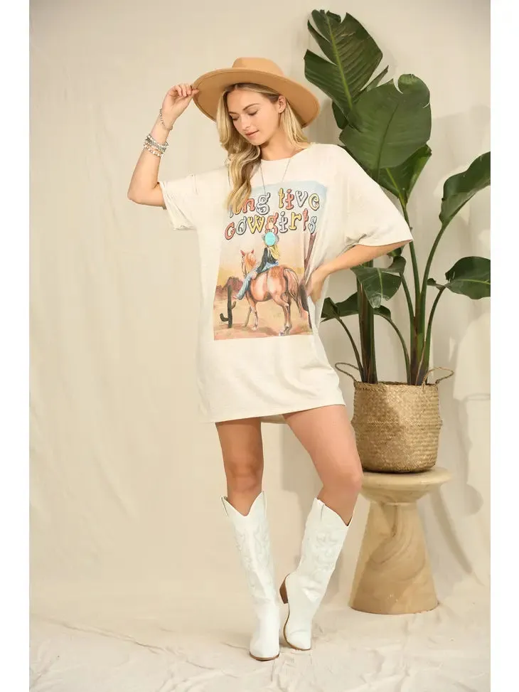 Long Live Cowgirls Western Graphic T-Shirt Dress