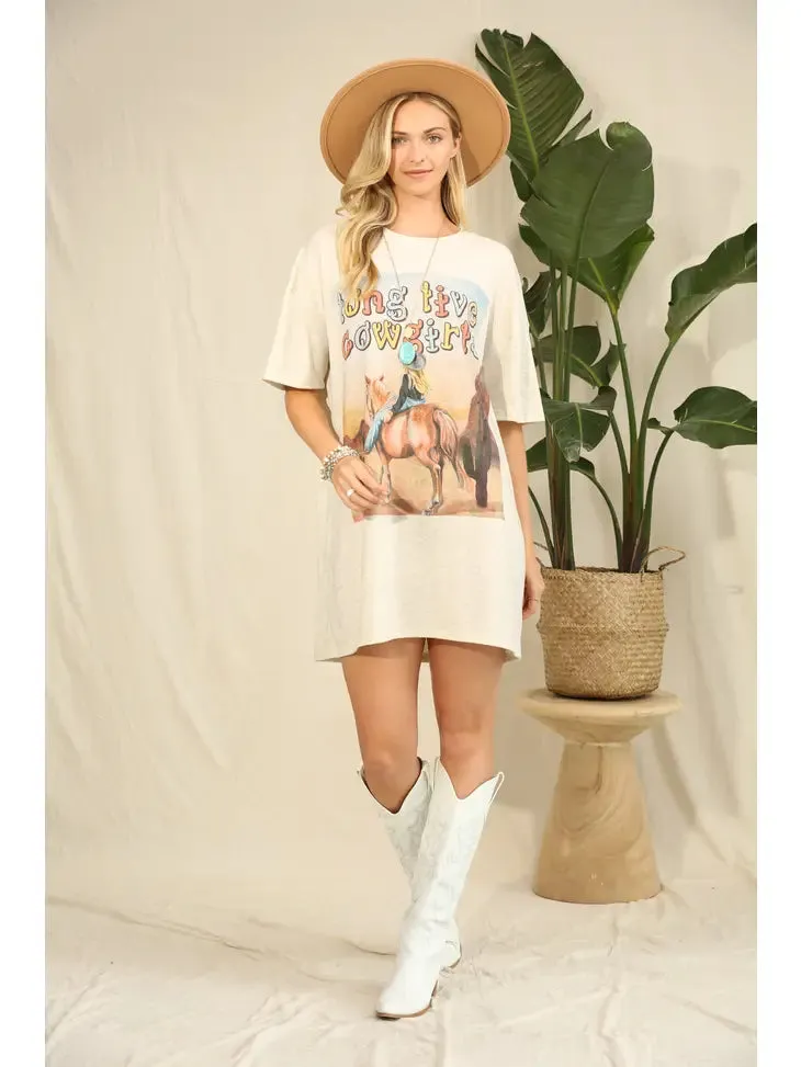 Long Live Cowgirls Western Graphic T-Shirt Dress