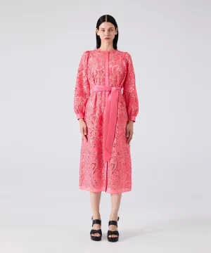 Machka Sequined Belted Dress Coral