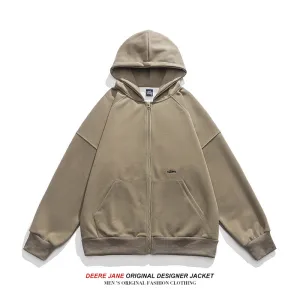 Men Cardigan Hoodie Sweater Men's Spring Leisure Top Solid Color Coat