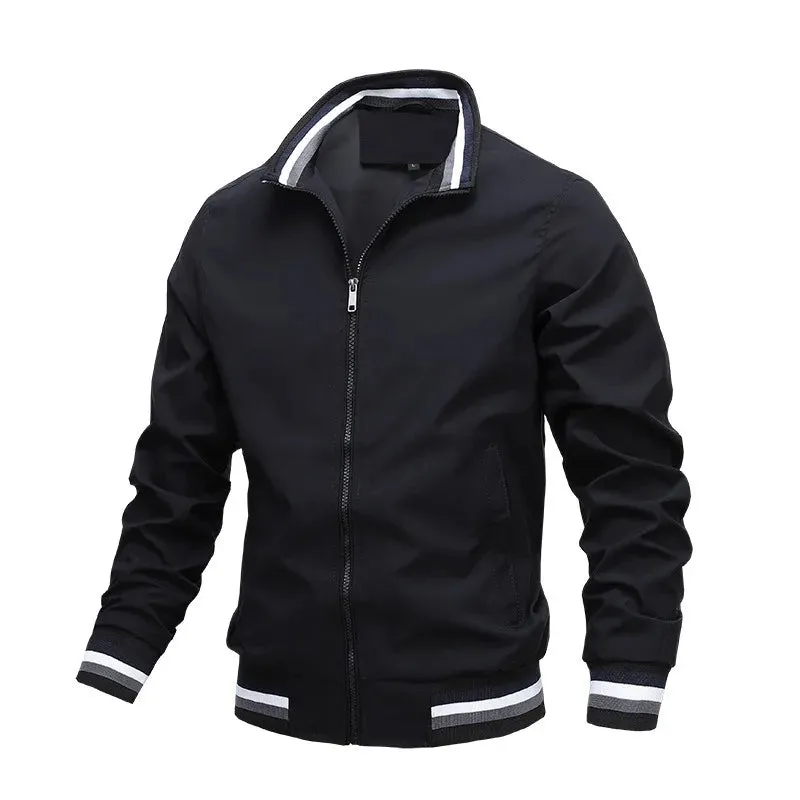 Men's Autumn & Winter Stand Collar Zipper Jacket Outdoor Sports Coat Waterproof Bomber