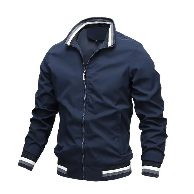 Men's Autumn & Winter Stand Collar Zipper Jacket Outdoor Sports Coat Waterproof Bomber