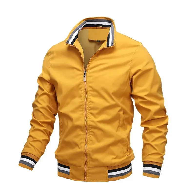 Men's Autumn & Winter Stand Collar Zipper Jacket Outdoor Sports Coat Waterproof Bomber