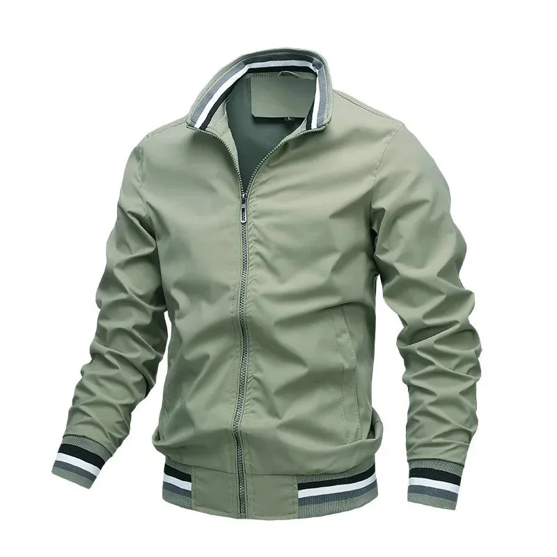 Men's Autumn & Winter Stand Collar Zipper Jacket Outdoor Sports Coat Waterproof Bomber