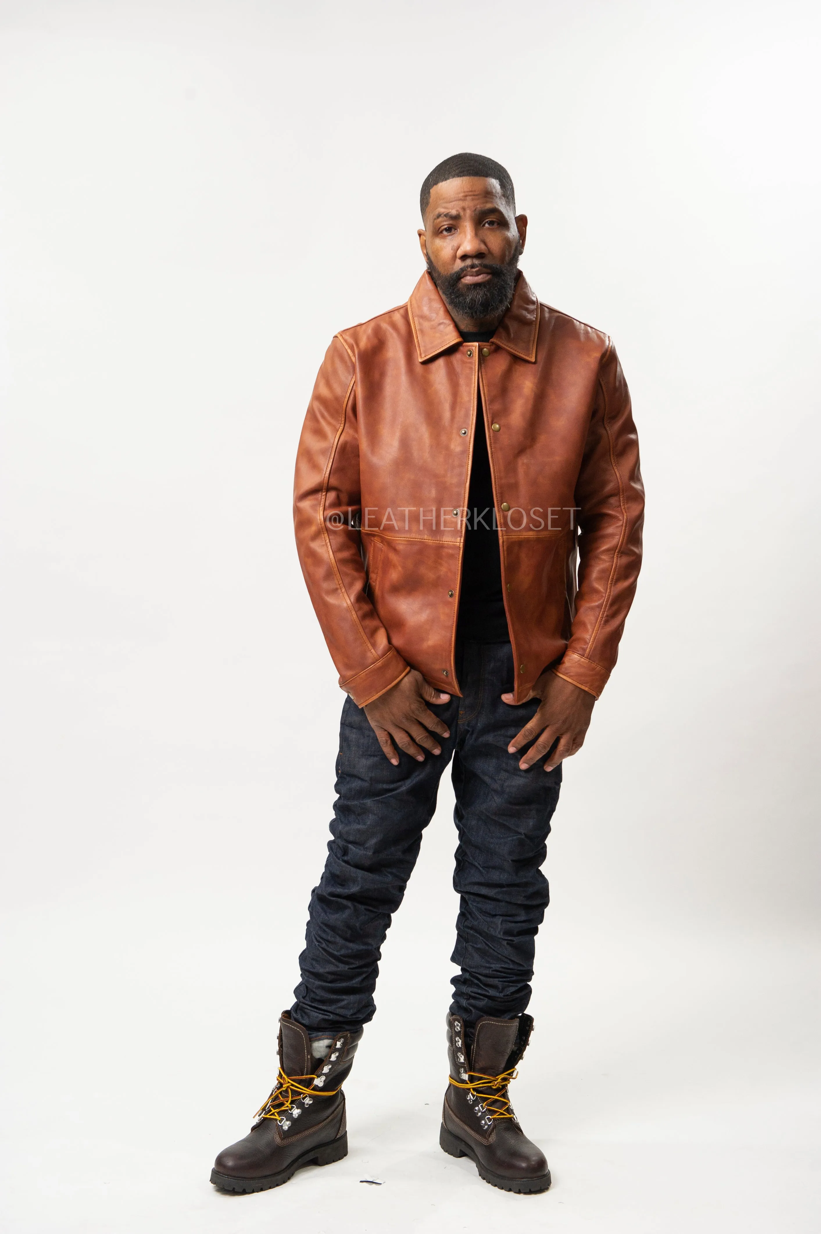 Men's Compton Leather Jacket [Caramel Crunch]