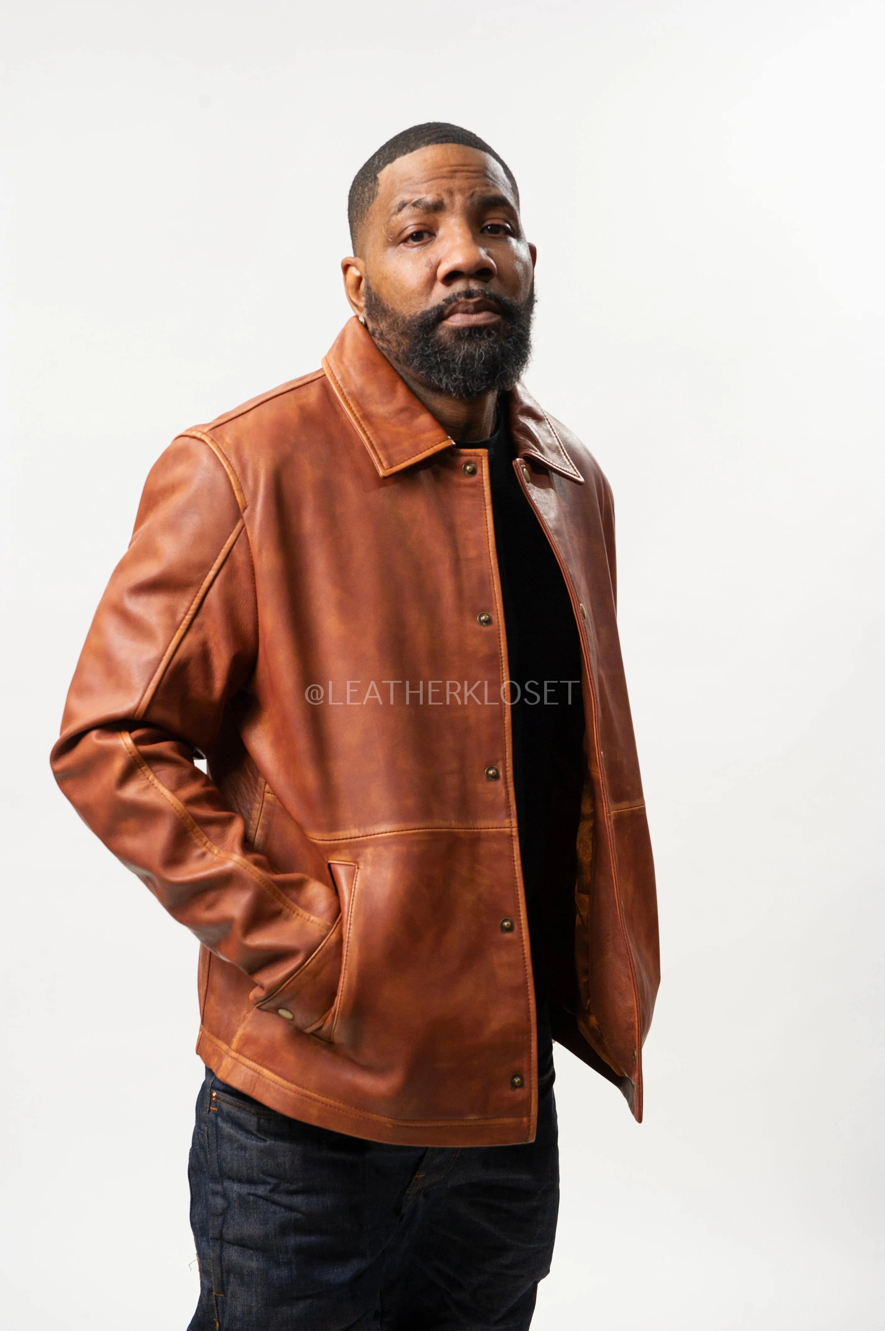 Men's Compton Leather Jacket [Caramel Crunch]