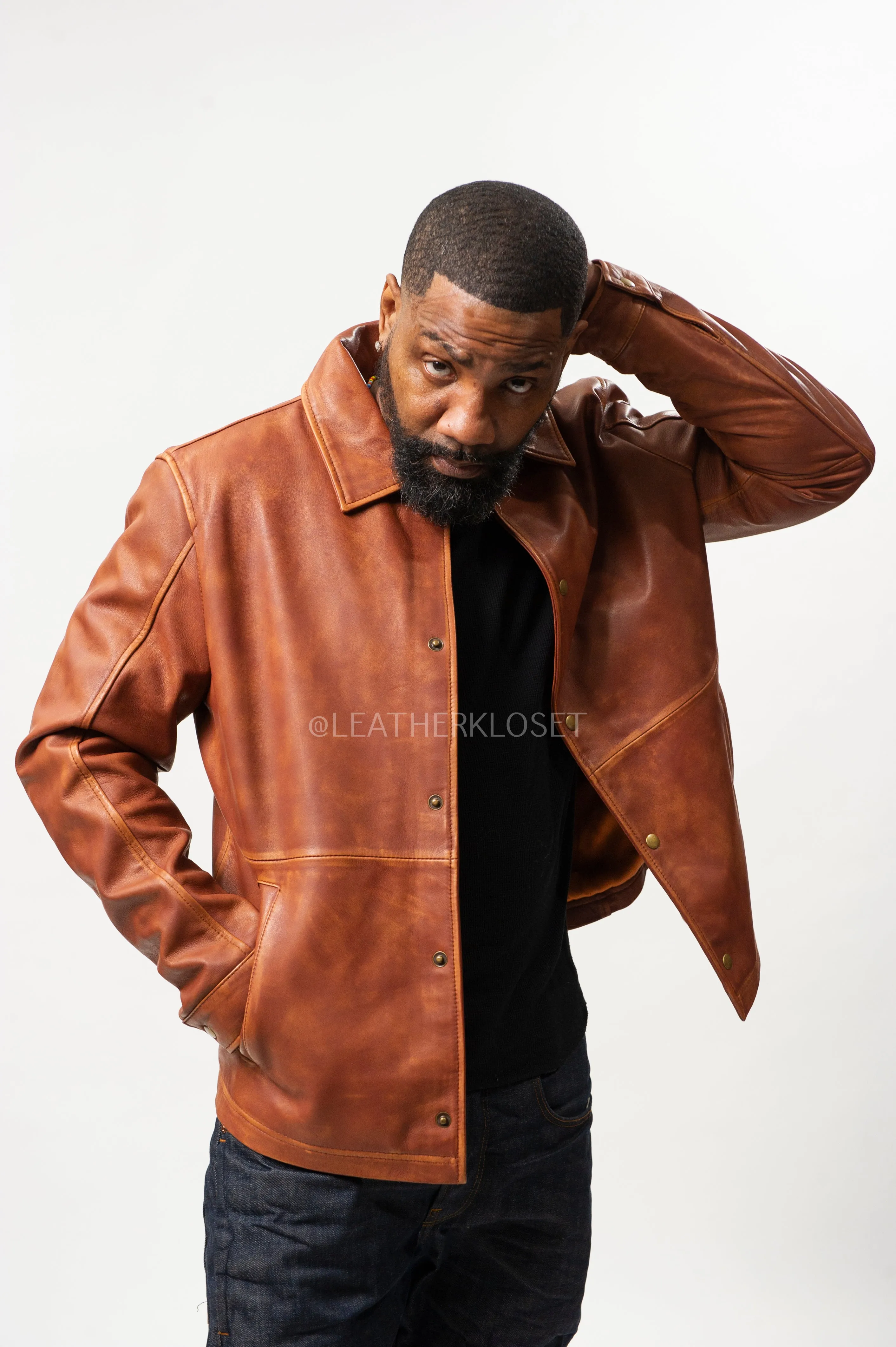 Men's Compton Leather Jacket [Caramel Crunch]