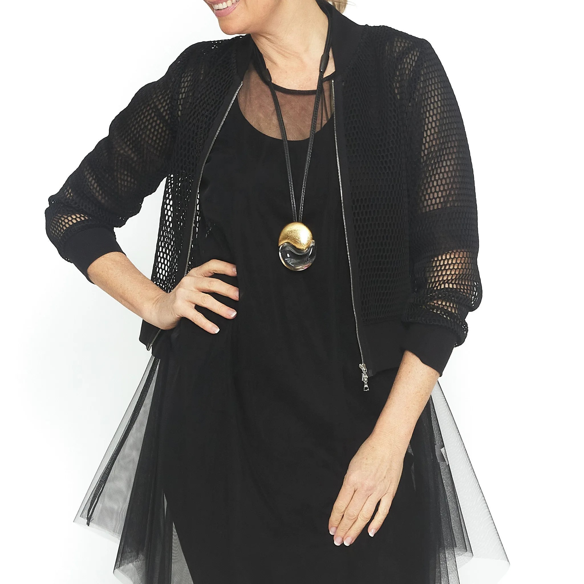 Mesh Black Bomber Jacket